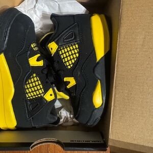 Jordan Kids Black and Yellow Retro Sneakers